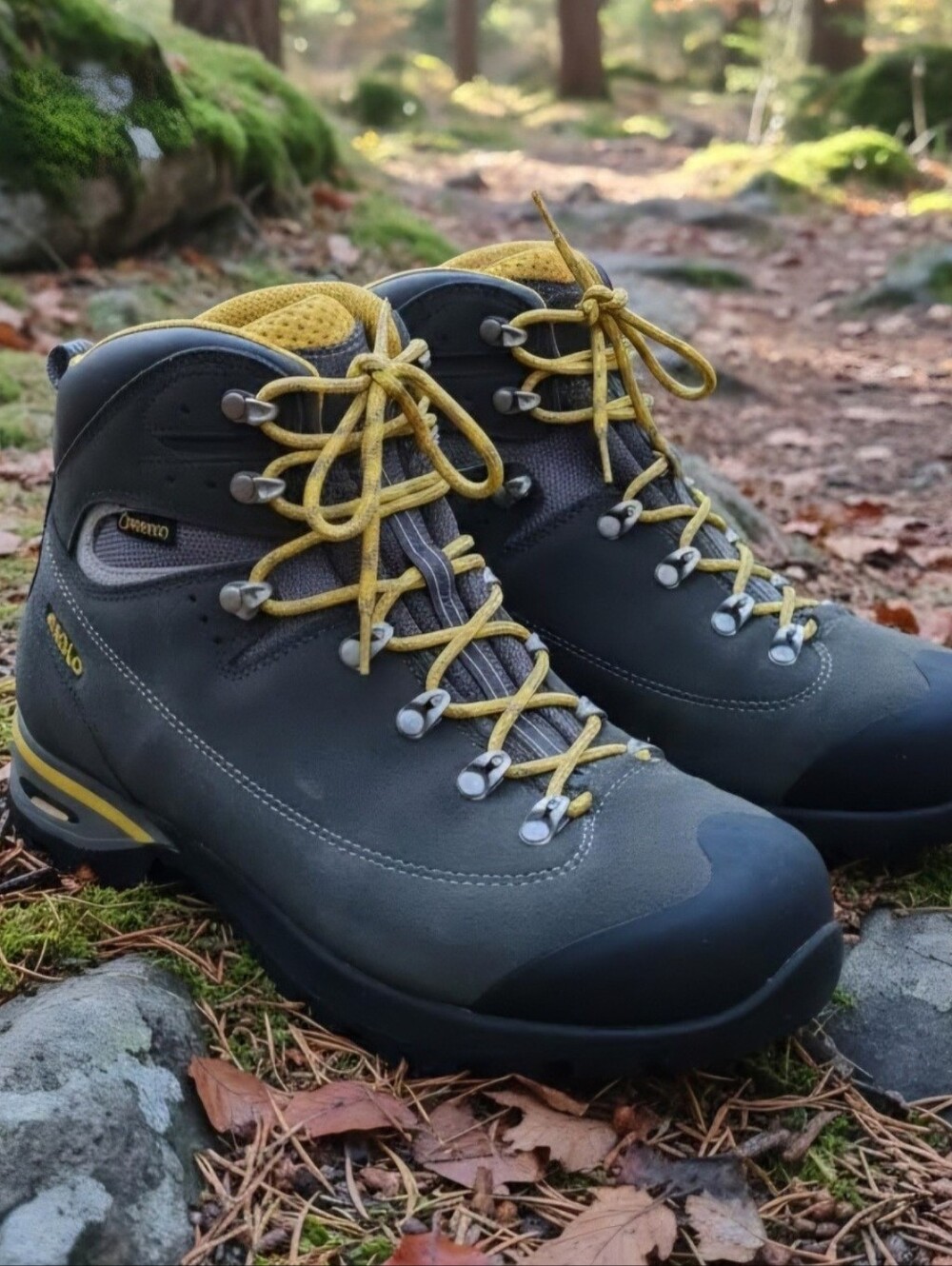 Asolo Gray and Yellow Hiking Boots - Durable Outdoor Footwear